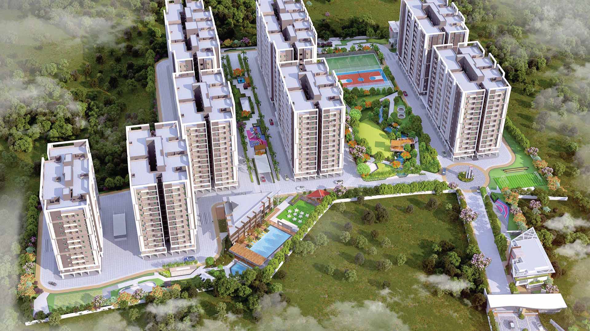 DSR Highland Greenz aerial birds eye view in Doddakannelli Bengaluru