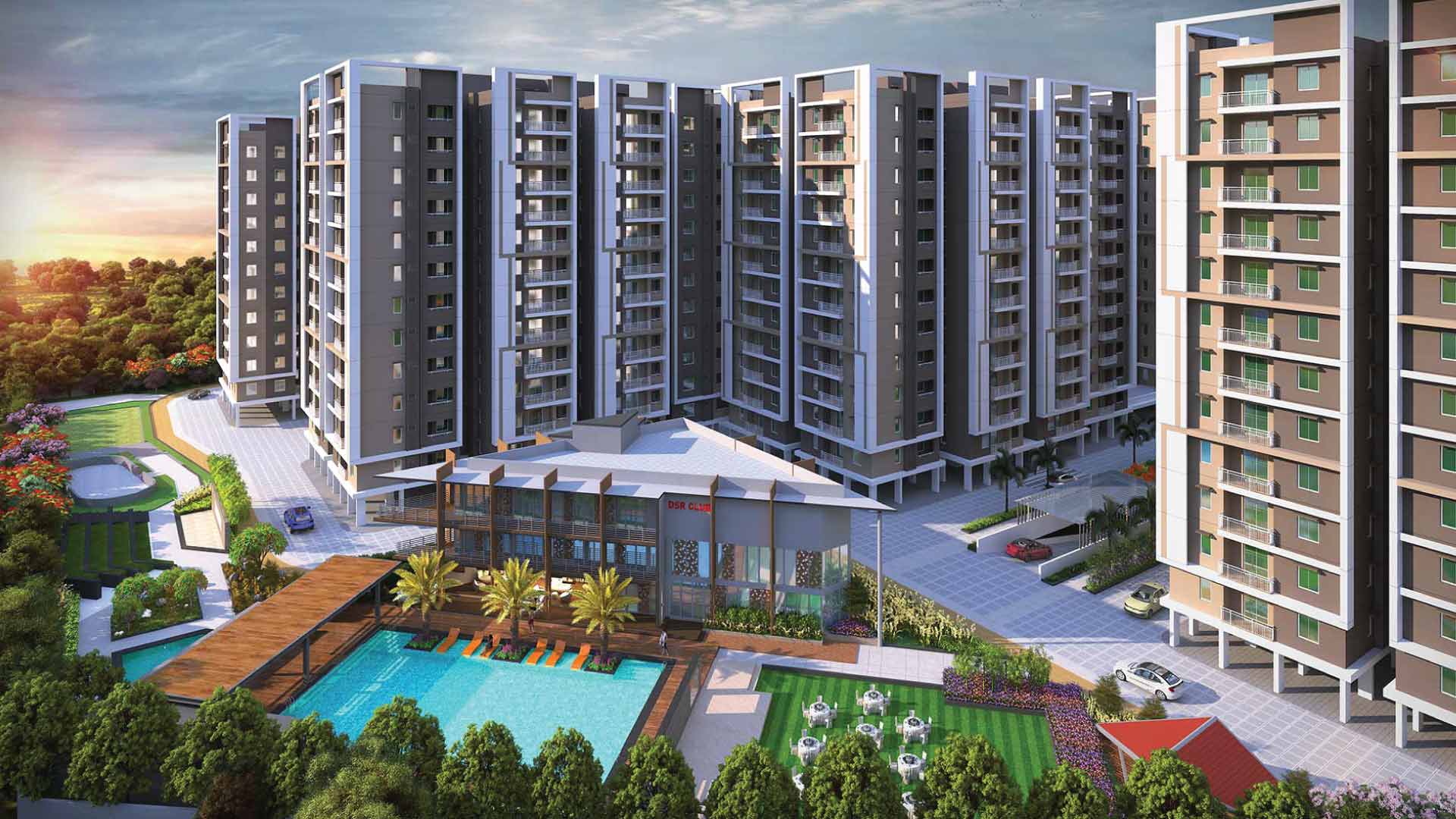 DSR Highland Greenz clubhouse view amenities in Doddakannelli Bengaluru