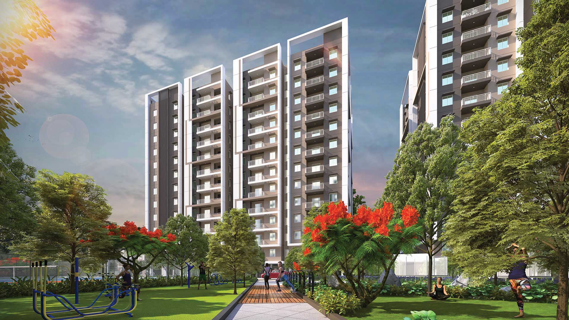 DSR Highland Greenz elevation view relaxation area in Doddakannelli Bengaluru
