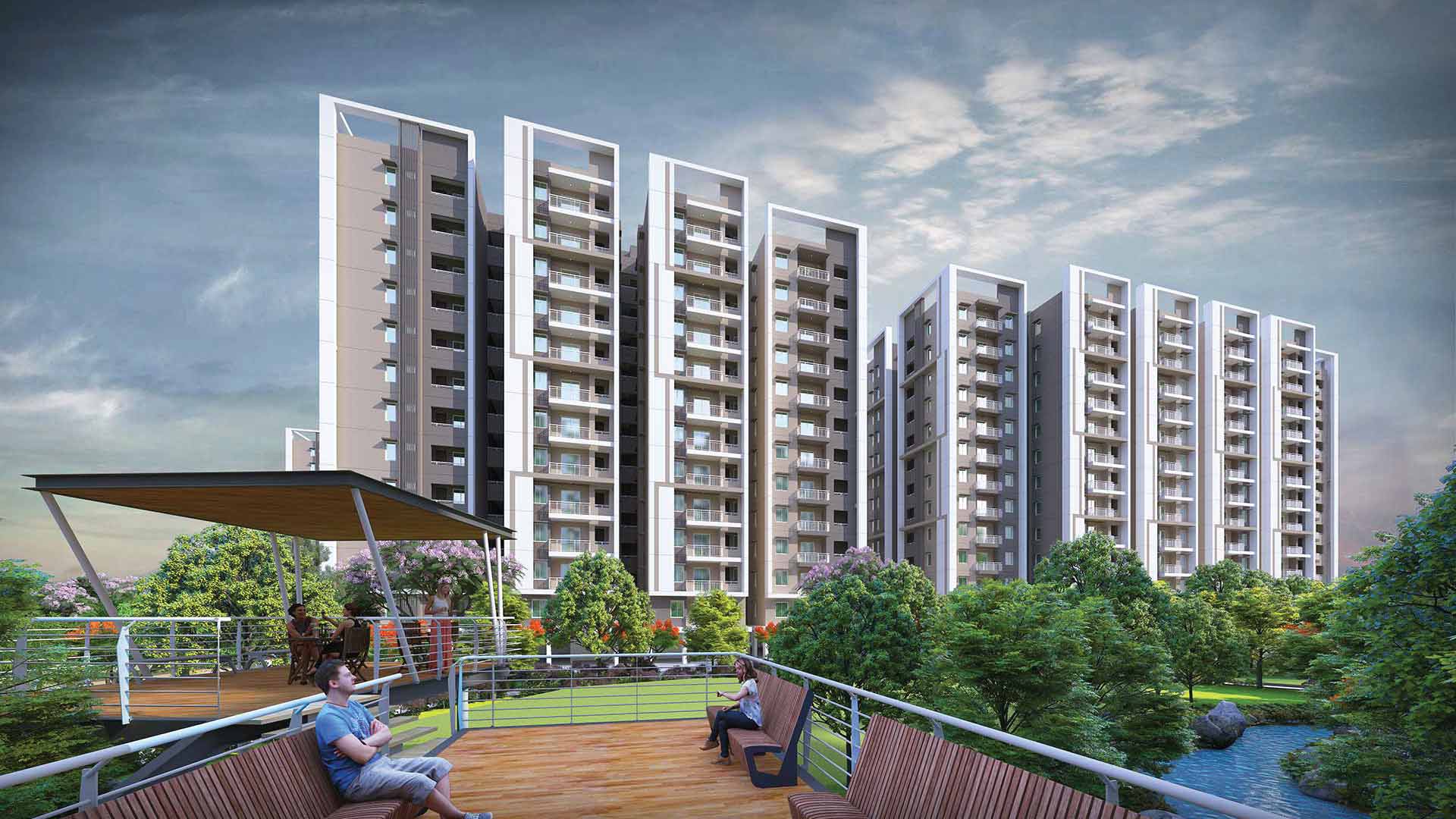 DSR Highland Greenz gazebo sitting area landscaped amenities in Doddakannelli Bengaluru